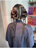 【ツインアレンジ】結婚式銀座お団子カチモリタイトヘアセット