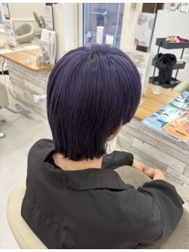 シルエット 美容室 メンズカラー　ハイトーン　ラベンダー　艶カラー