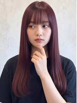 アンジュール(UNJOUR.)&nbsp;大人可愛い髪質改善ボルドーロング/ブリーチなしカラー
