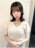 ミディアムヨシンモリ/20代30代40代/シースルーバンググレージュ