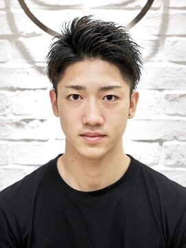 銀座マツナガ 神田店 爽やかアップバング束感ツーブロック黒髪ビジカジナチュラル