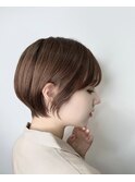 大人可愛い20代30代40代黒髪前下がりショートボブ丸みショート◎