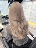 韓国ヘア顔周りレイヤーミルクティーベージュ暗めグレージュ