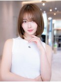 20代30代大人かわいい/シルキーベージュ/ストレートボブ/前髪