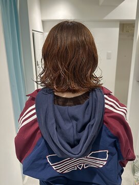 スーズ(sooze) ボブ_ニュアンスパーマ_オレンジカラー