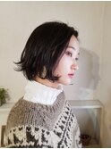 黒髪パーマボブ　20代/30代/40代/50代/60代