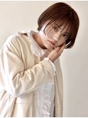 大人ボブショート/似合わせカット/レッドブラウン/ウェットヘア