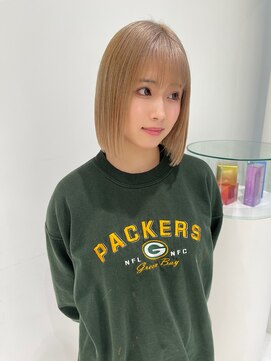 ハイブ 金沢(Hive) ブリーチハイトーンミルクティーベージュタッセルボブツヤカラー