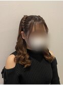三つ編みハーフツイン