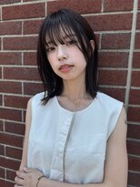 エムスラッシュ みなとみらい馬車道店(M SLASH)&nbsp;ミディアムレイヤー/透け感/黒髪/外ハネ/ウェットヘア/自由が丘