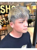 メンズ ブラック ハイライト ツーブロ ハイトーン メッシュ