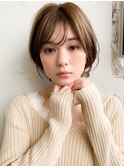 小顔毛先パーマ前下がりショート デザインカラー ローライト桐山