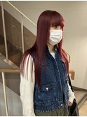 #ロングヘア #ブリーチカラー #チェリーレッドカラー