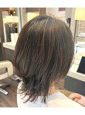 大人可愛い小顔マッシュウルフ×こなれ美シルエット30代40代50代
