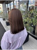 ワンカラーナチュラルベージュフェイスレイヤーストレートミディ