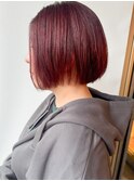 【morio原宿】ダークチェリーカラー　あごラインボブ
