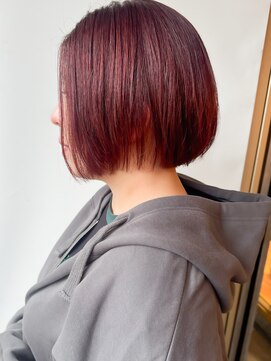 モリオフロムロンドン 原宿本店(morio from London) 【morio原宿】ダークチェリーカラー　あごラインボブ