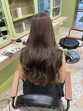 イオエ 西梅田(ioe) ブリーチなしカラー／髪質改善/ミルクティーベージュ/小顔へア