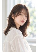 艶感セミロング厚めバングチョコレート