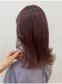 10代20代/ダブルカラー/透明感/ベリーピンク/外ハネ