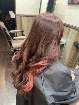 ディー エメ(D-aimer-) イヤリングインナーまでピンクで揃えたカラー+エクステ