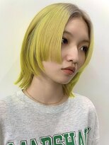 レコ 渋谷(LECO)&nbsp;ぱっつん　姫カット　イエローヘア　ハイトーンヘア