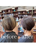 #ラベンダーカラー #白髪ぼかし #ショートボブ