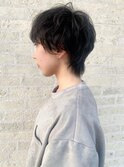 中性ウルフ/ニュアンスカラー/メンズライク/アッシュブラック