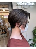 ハンサムショート×透け感ハイライト