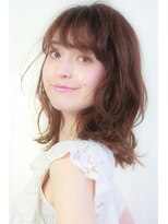 ラフヘアーアンドライフ 所沢東口店(LAF Hair&Life)&nbsp;2wayバング 韓国前髪 シースルー ミディアム くびれヘア　顔周り