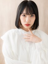 モッズヘア 越谷(mod's hair) 黒髪ダークアッシュイヤリングカラー前下がりボブ20代30代X越谷