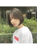 韓国風タッセルボブ#レイヤーカット#ウェットヘア#オリーブ