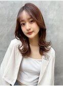 韓国前髪顔周りロング×デザインカラー[心斎橋/髪質改善]