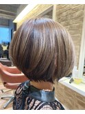 ミニボブ/丸みショートボブ/ハンサムショート×ハイライト