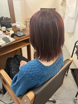 エフフォーユアヘアー 北方店(F for your hair) レイヤーミディアム×10レベルラベンダーピンク