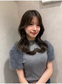 髪質改善縮毛矯正レイヤーカット顔周り前髪韓国ミニウルフ/銀座