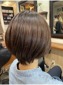 レイヤーボブ　ベージュマットブラウン