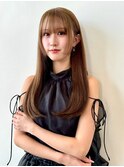 レイヤーカット/ストレート/顔まわりカット/アッシュブラウン