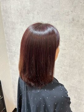 ヘアー ワークス ボナ 前橋店(HAIR WORKS bona.) 光に透けるようなボルドーカラー◎大人艶めきストレート