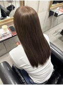 黒髪クラゲヘアーオリーブグレー小顔ココアベージュ