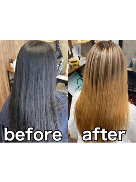 ラル(Lull) ミルクティーブラウン×バレイヤージュ/活性酸素除去/個室美容室