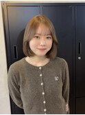 ブリーチなし透明感ベージュ×ボブ