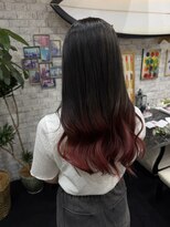 アース オーセンティック 岡山表町店(EARTH Authentic)&nbsp;透明感ブルーグレージュからの鮮やかレッドグラデーション