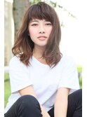20代30代40代50代ウェーブパーマ前髪こなれミディ短めバング