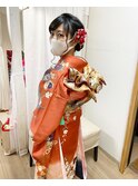 成人式着付けとシニヨンアレンジ【ヘアセット　立川/立川南】