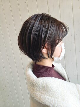 ココロヘアー 住吉店(Cocolo hair) 丸みショート|艶感ラベンダーグレージュ/20代/30代/40代
