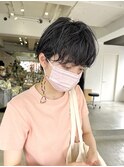 大人かわいい黒髪パーママッシュショートパーマボブ黒髪ショート