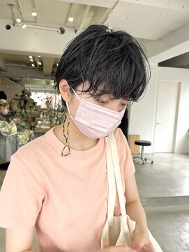 ソーコ 渋谷(SOCO) 大人かわいい黒髪パーママッシュショートパーマボブ黒髪ショート