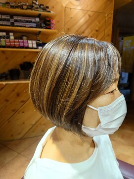ヘアー マイタイム(hair mytime) 白髪染め×ハイライト ショートボブ