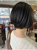 小顔/前髪/黒髪/ネビージュ/ミディアム/アッシュグレー